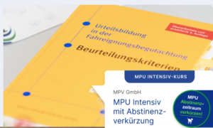 Buchcover zur Fahreignungsbegutachtung und MPU Intensivkurs zur Abstinenzverkürzung der MPV GmbH.