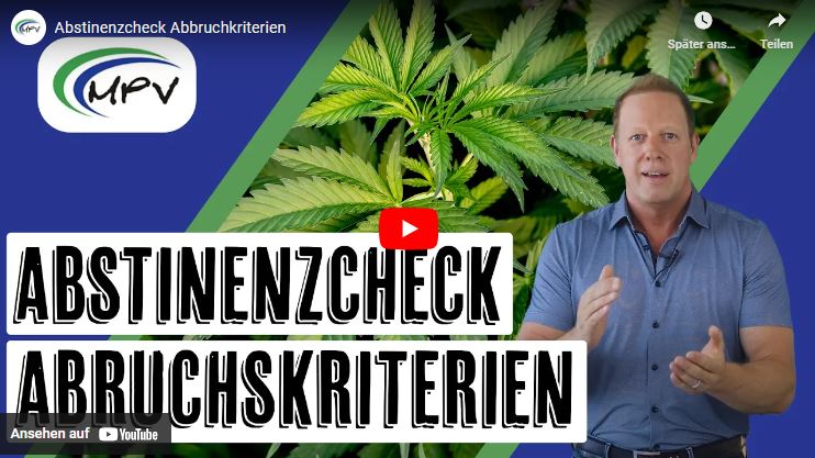 MPV GmbH Video über Abstinenzcheck und Abbruchskriterien bei MPU Beratung mit Cannabis-Hintergrund